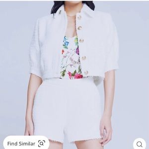 NEW L'AGENCE cove tweed jacket in white